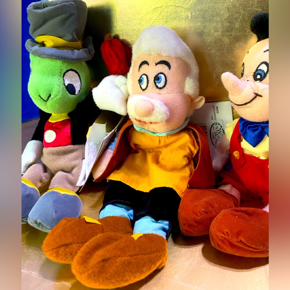 DISNEY EXCLUSIVE NWT VTG 90s PINOCCHIO RETIRED BEAN BAG PLUSH COMPLETE SET OF 4 - Picture 7 of 13